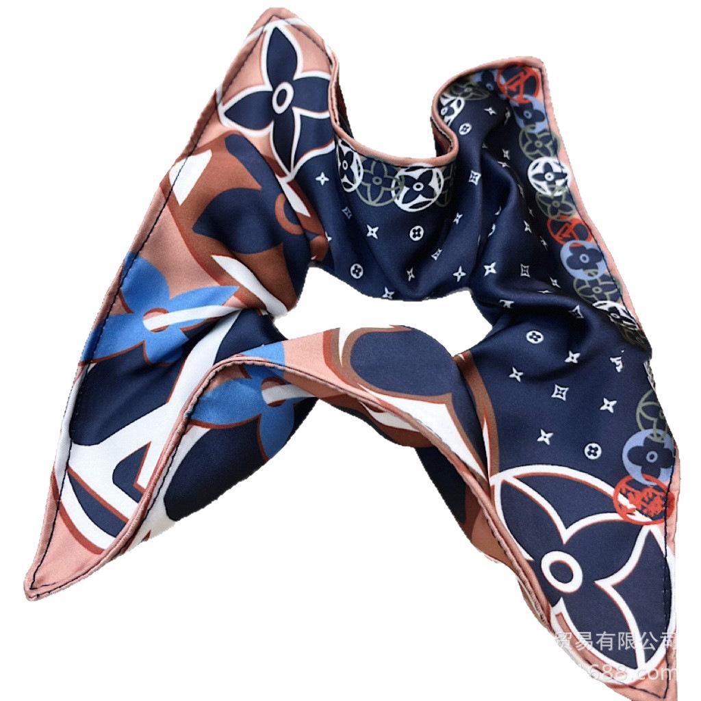 L Small Square Scarf Small Silk Scarf for Women Spring and Autumn Summer Matching Small Scarf Hair Ring Worsted High Elastic Hair Accessories
