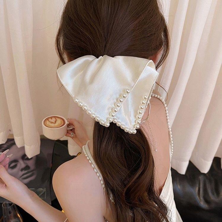 Lace Square Scarf Large Intestine Hair Band Women's High-Grade Korean Style Oversized Hair Tie Rubber Band Head Rope Headdress Flower Hair Accessories