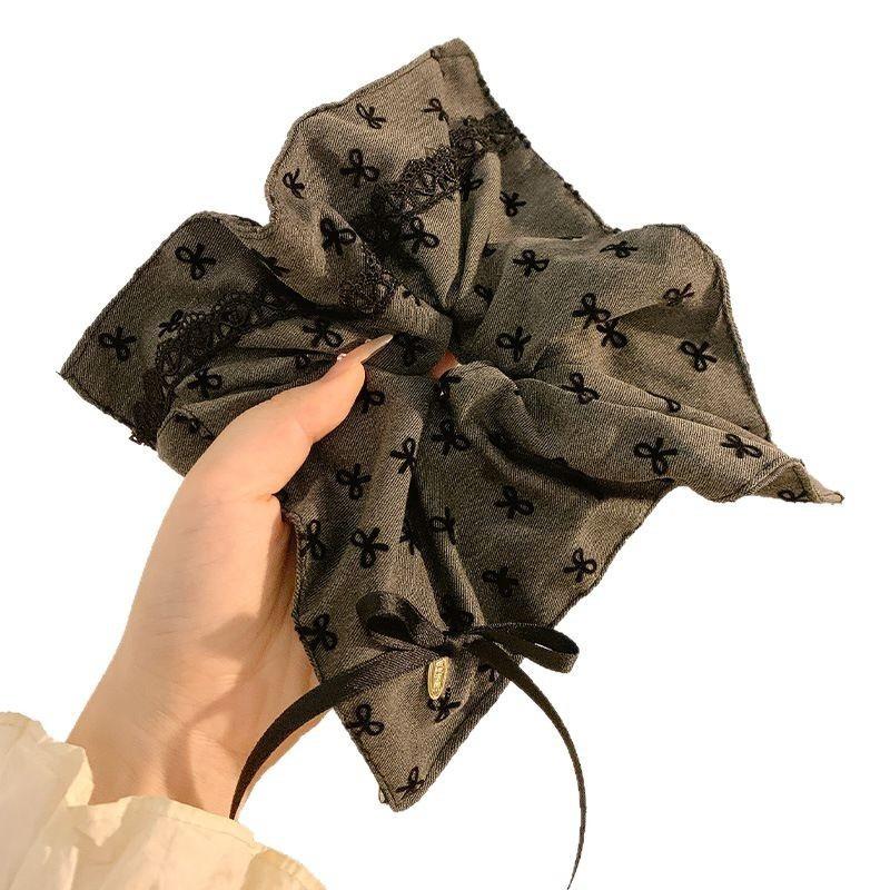 Lace Square Scarf Large Intestine Hair Band Women's High-Grade Korean Style Oversized Hair Tie Rubber Band Head Rope Headdress Flower Hair Accessories