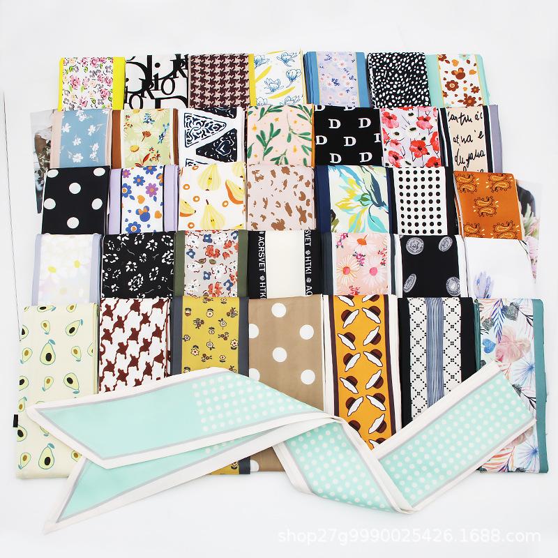 Long All-Match Silk Scarf Tie Hair Band Bow Letter Floral Ribbon Tie Bag Hand Gift Small Silk Scarf Ribbon