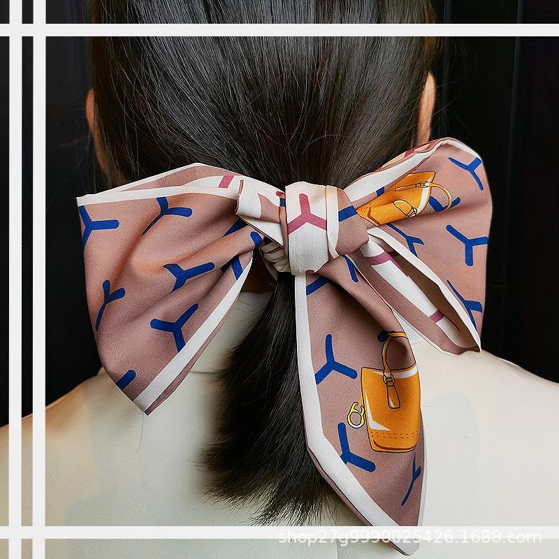 Long All-Match Silk Scarf Tie Hair Band Bow Letter Floral Ribbon Tie Bag Hand Gift Small Silk Scarf Ribbon
