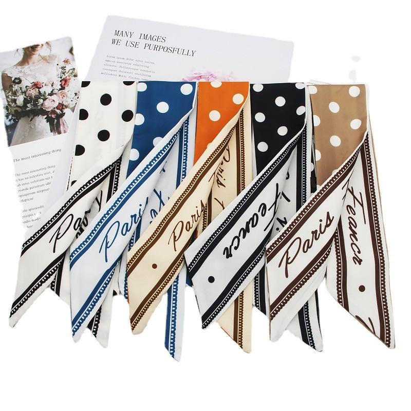Long All-Match Silk Scarf Tie Hair Band Bow Letter Floral Ribbon Tie Bag Hand Gift Small Silk Scarf Ribbon