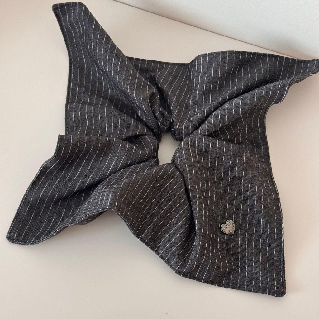 Korean Style Striped Love Square Scarf Large Intestine Hair Band Women's Retro Low Ponytail Hair Rope High-Grade Sense Ball Head Tie Hair Rope