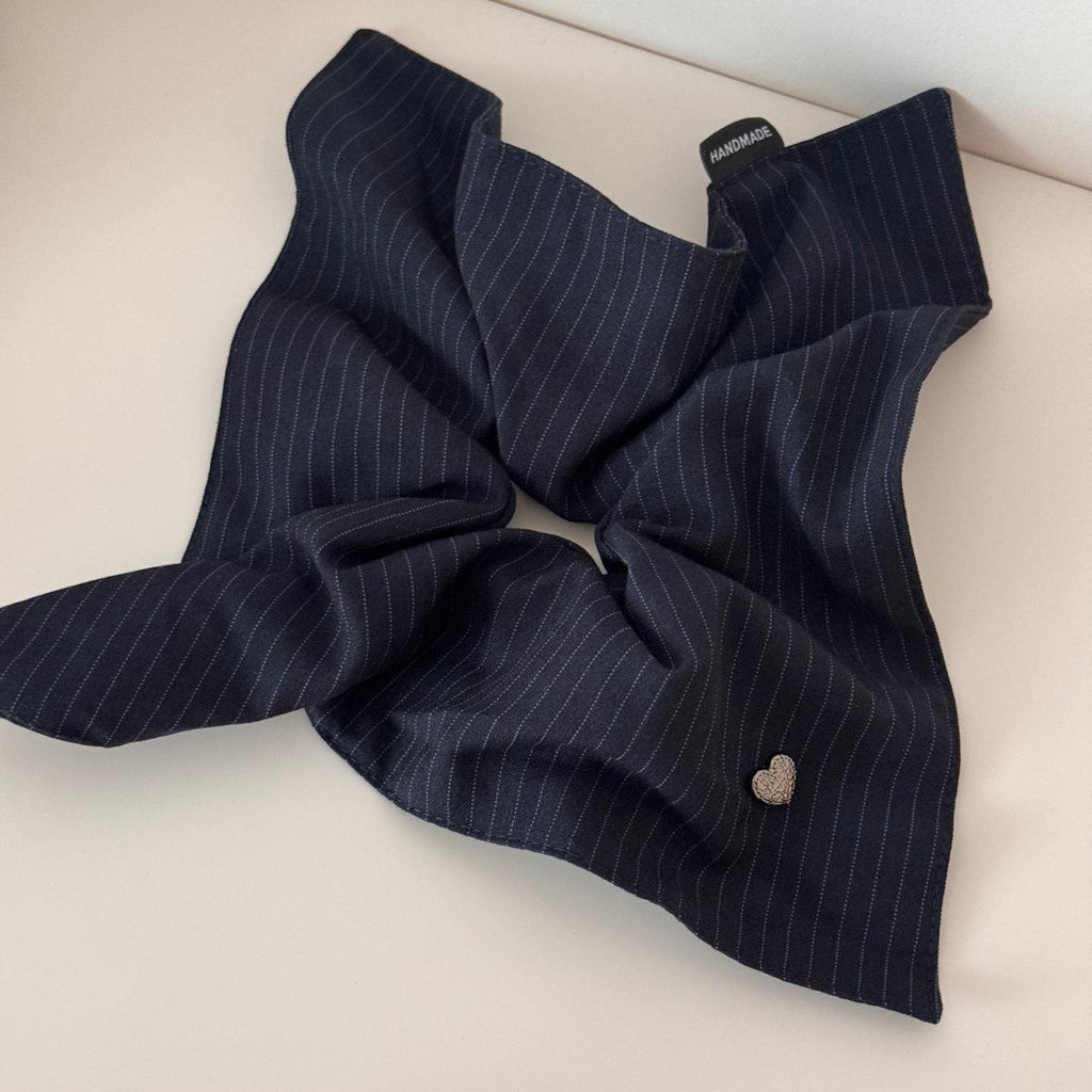Korean Style Striped Love Square Scarf Large Intestine Hair Band Women's Retro Low Ponytail Hair Rope High-Grade Sense Ball Head Tie Hair Rope