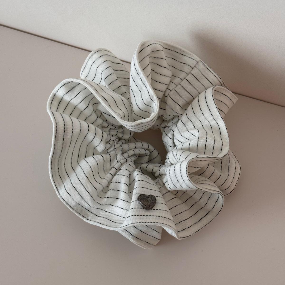 Korean Style Striped Love Square Scarf Large Intestine Hair Band Women's Retro Low Ponytail Hair Rope High-Grade Sense Ball Head Tie Hair Rope