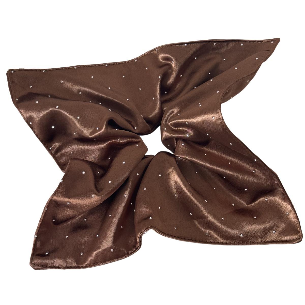 Rhinestone Square Scarf Retro High-Grade Satin Large Intestine Hair Band Women's Square Temperament Hair Tie Hair Rope plus Size Headdress