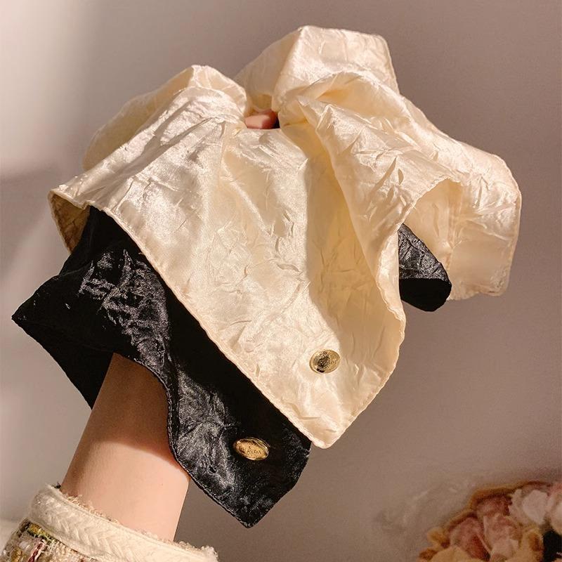 Large Intestine Hair Band Satin Square Scarf Large Intestine Hair Band Women's French Style High Sense Oversized Square Hair Tie Hair Rope Headdress