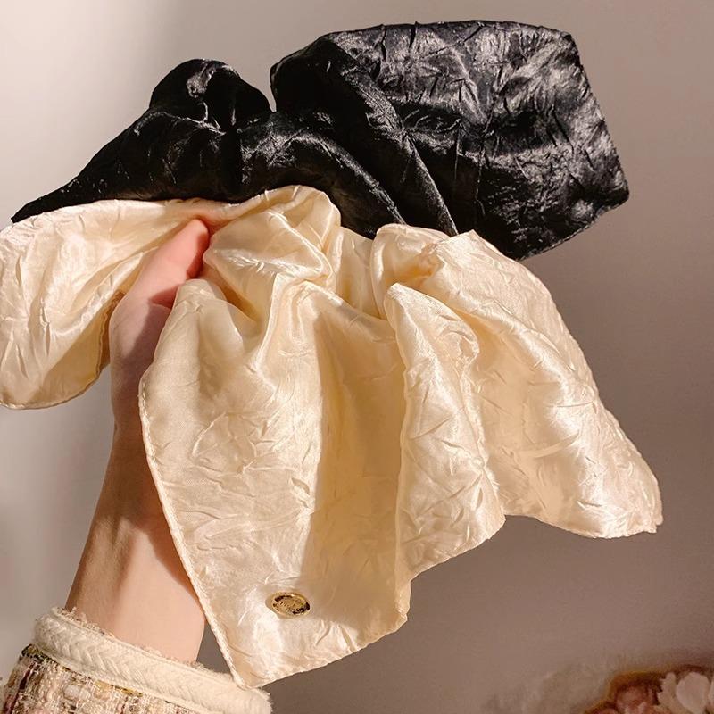 Large Intestine Hair Band Satin Square Scarf Large Intestine Hair Band Women's French Style High Sense Oversized Square Hair Tie Hair Rope Headdress