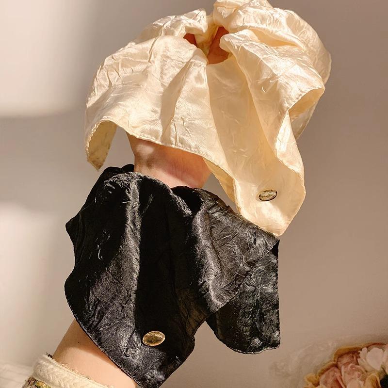 Large Intestine Hair Band Satin Square Scarf Large Intestine Hair Band Women's French Style High Sense Oversized Square Hair Tie Hair Rope Headdress