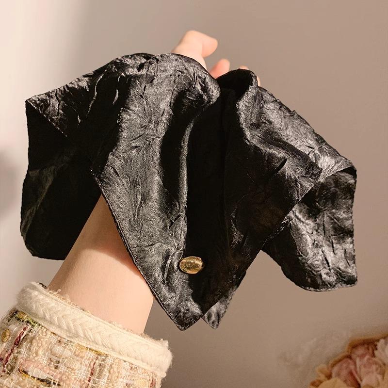Large Intestine Hair Band Satin Square Scarf Large Intestine Hair Band Women's French Style High Sense Oversized Square Hair Tie Hair Rope Headdress