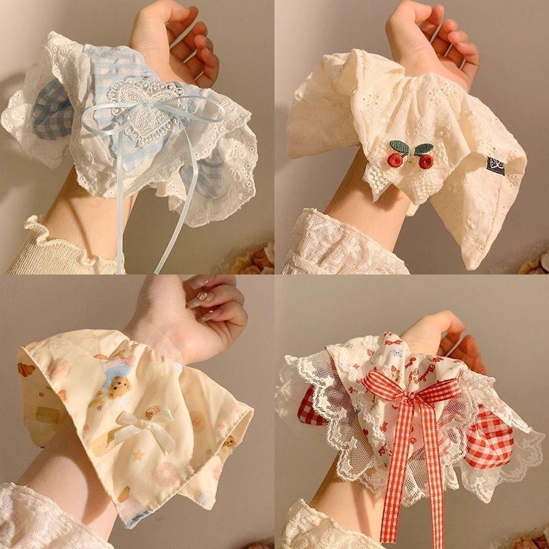 Sweet Lace Bow Square Scarf Large Intestine Hair Band Women's High-Grade Lazy Style Oversized Hair Band Hair Tie