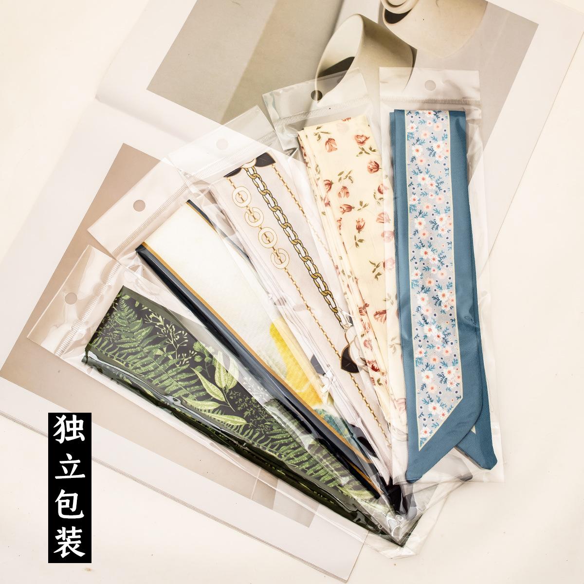 Wholesale Independent Long Silk Scarf Hair Band Tie Bag Hair Tie Ribbon Hand Gift Tie Hair Accessories Hair Tie Simple High-End