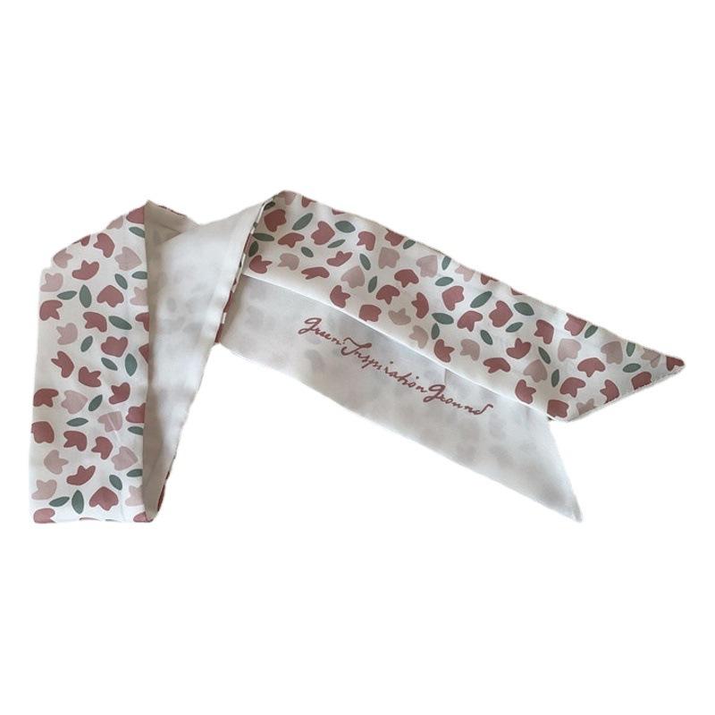Ribbon Collection All-Match Thin Narrow Long Silk Scarf Hair Tie Letter Floral Tie Bag Hand Gift Small Silk Scarf Hair Band