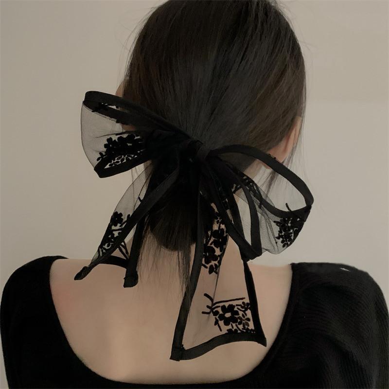 2022 Korean Style Lace Small Scarf Women's Spring and Autumn Summer Versatile Fairy Decorative Hair Band Hair Tie Head Scarf Ribbon