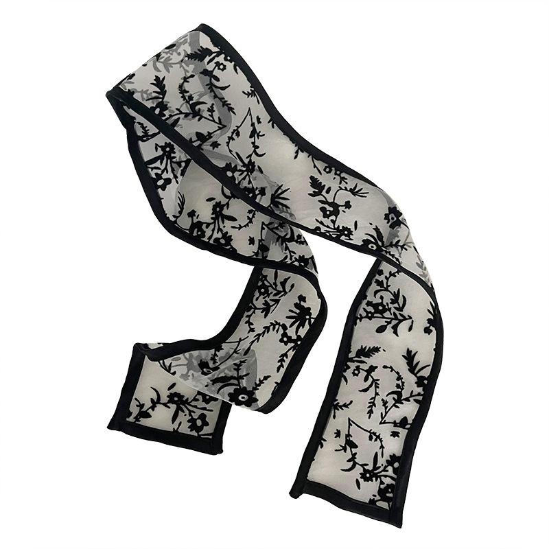 2022 Korean Style Lace Small Scarf Women's Spring and Autumn Summer Versatile Fairy Decorative Hair Band Hair Tie Head Scarf Ribbon
