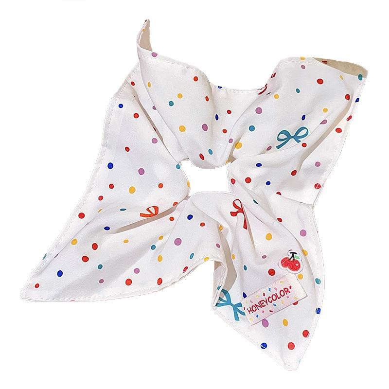 Children's Embroidered Square Scarf Large Intestine Hair Ring Girl's Hair Tie Low Ponytail Hair Rope Little Girl's Western Style Hair Accessories