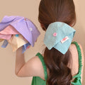 Candy Color Polka Dot Flower Button Square Scarf Large Intestine Hair Band Female Tie Hair Rope Ponytail Hair Band Atmosphere Sense Headdress Summer
