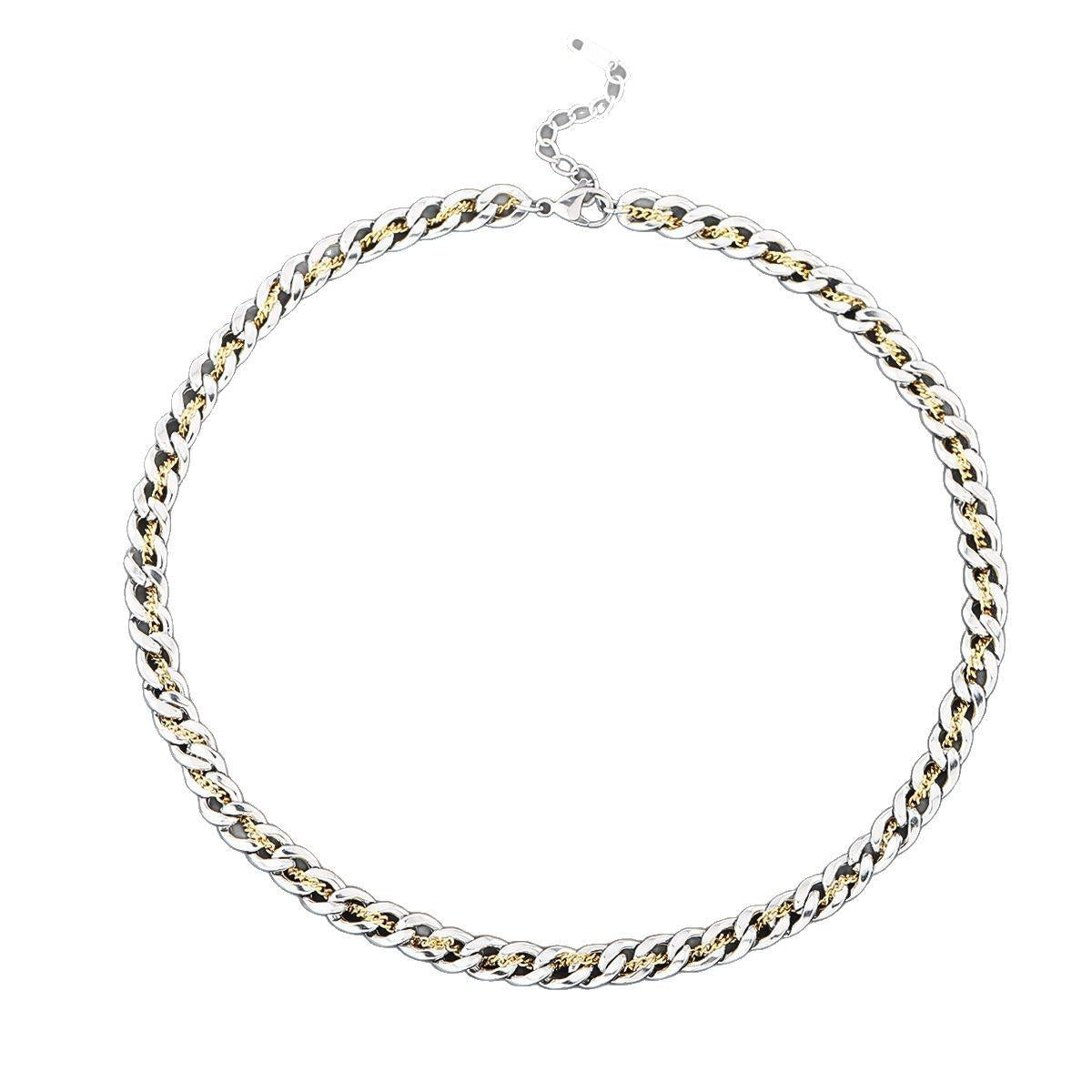 Tibetan Gold Cuban Titanium Steel Necklace Men's Trendy All-Match Niche Personalized Design Accessories Hip Hop High Sense Gift Jewelry