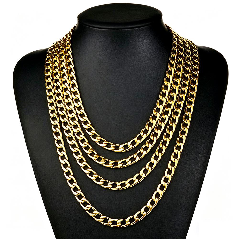 Wholesale NK Chain European and American Titanium Steel Cuban Chain Necklace Men's and Women's Fashion Brand Hip Hop Simple All-Match Accessories Non-Fading Thick