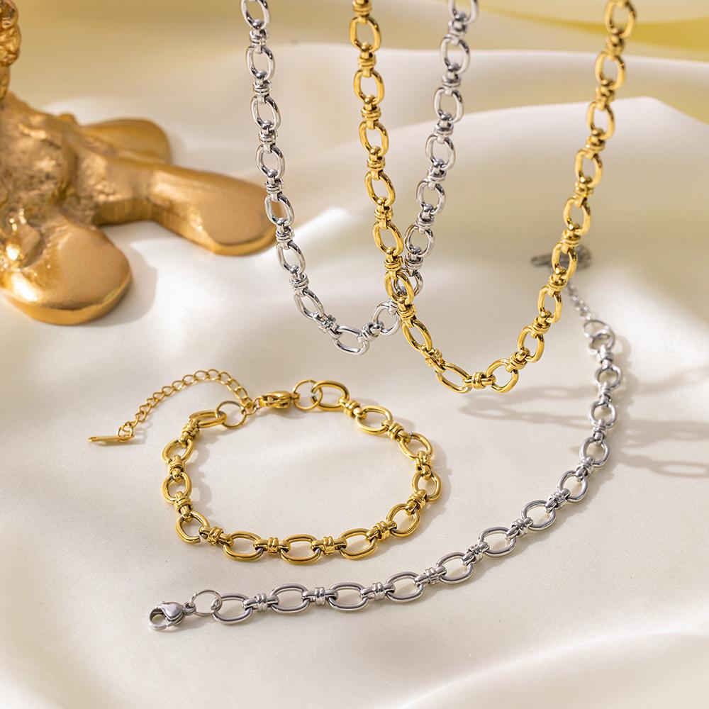 Thick round Cuban Chain Bracelet 18K Gold Plated Titanium Steel Women's Hip Hop Chain Single Layer Stainless Steel Bracelet Accessories