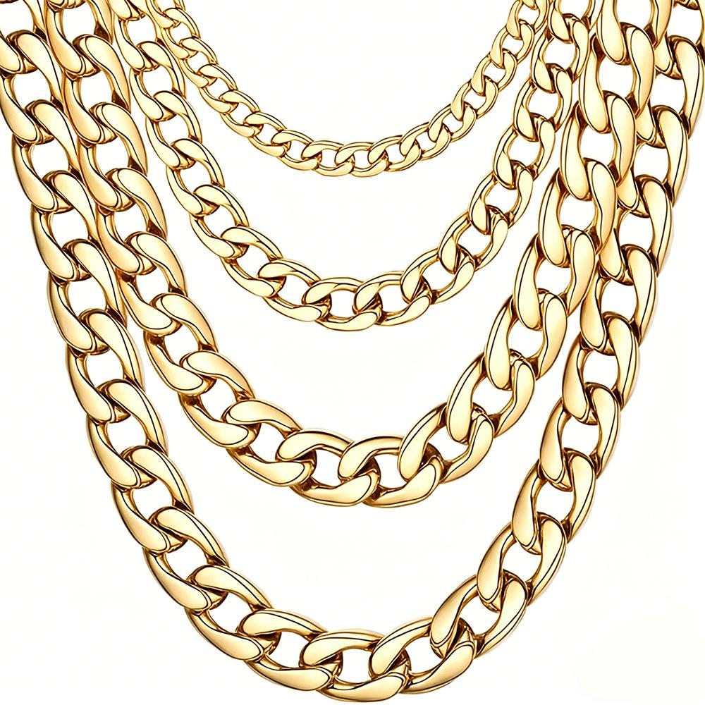Wholesale NK Chain European and American Titanium Steel Cuban Chain Necklace Men's and Women's Fashion Brand Hip Hop Simple All-Match Accessories Non-Fading Thick