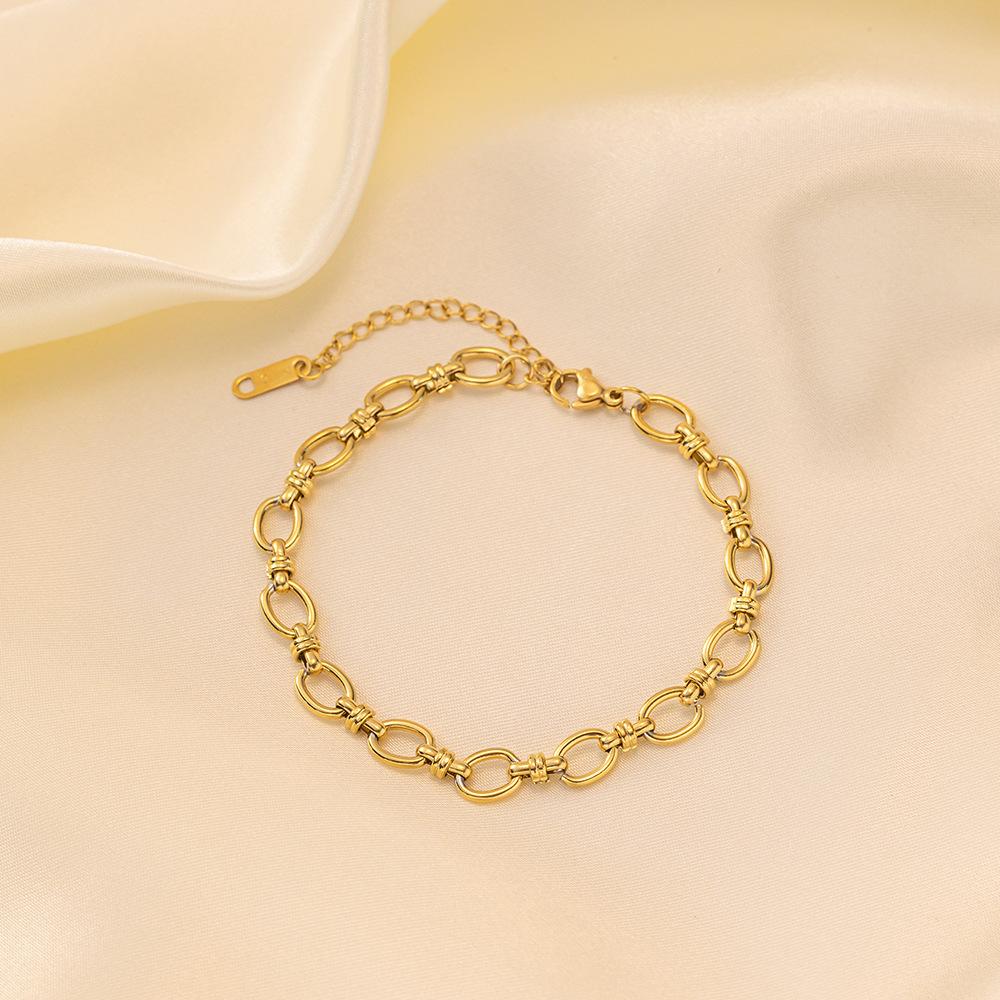 Thick round Cuban Chain Bracelet 18K Gold Plated Titanium Steel Women's Hip Hop Chain Single Layer Stainless Steel Bracelet Accessories