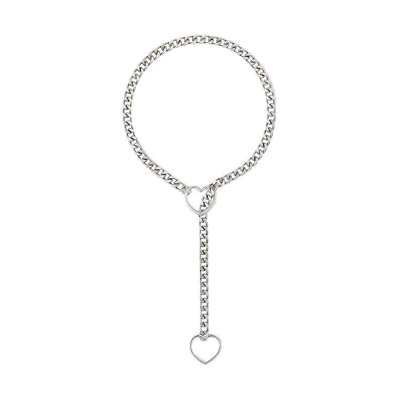 European and American Gothic Cuban Chain Personalized Love Pendant Fashion Lasso Adjustable Love Necklace Cross-Border Wholesale