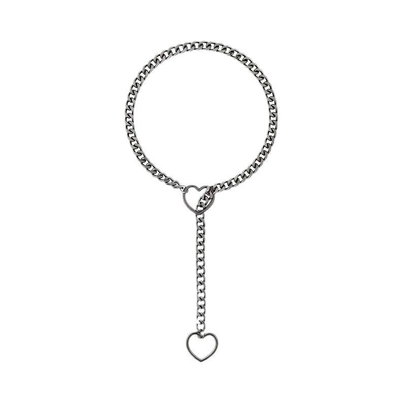 European and American Gothic Cuban Chain Personalized Love Pendant Fashion Lasso Adjustable Love Necklace Cross-Border Wholesale