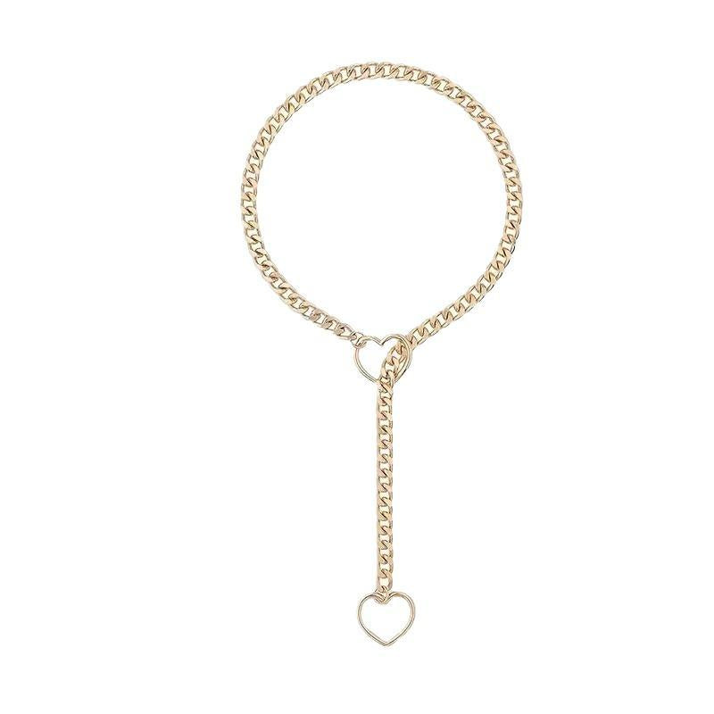 European and American Gothic Cuban Chain Personalized Love Pendant Fashion Lasso Adjustable Love Necklace Cross-Border Wholesale