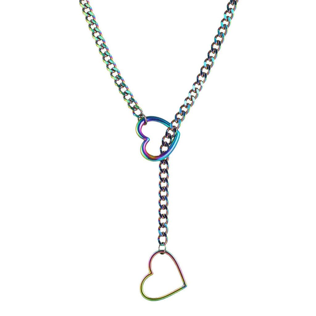 European and American Gothic Cuban Chain Personalized Love Pendant Fashion Lasso Adjustable Love Necklace Cross-Border Wholesale