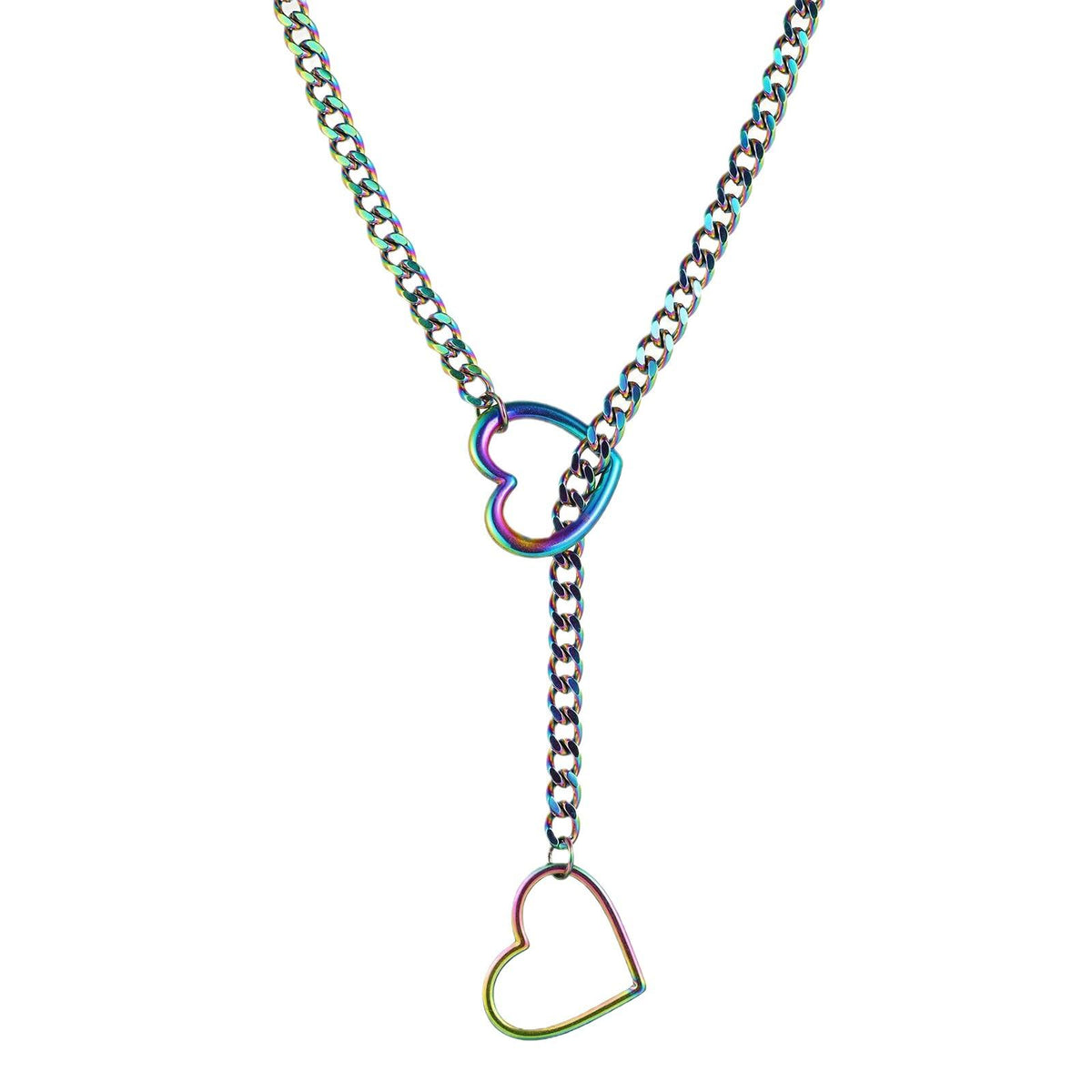 European and American Gothic Cuban Chain Personalized Love Pendant Fashion Lasso Adjustable Love Necklace Cross-Border Wholesale