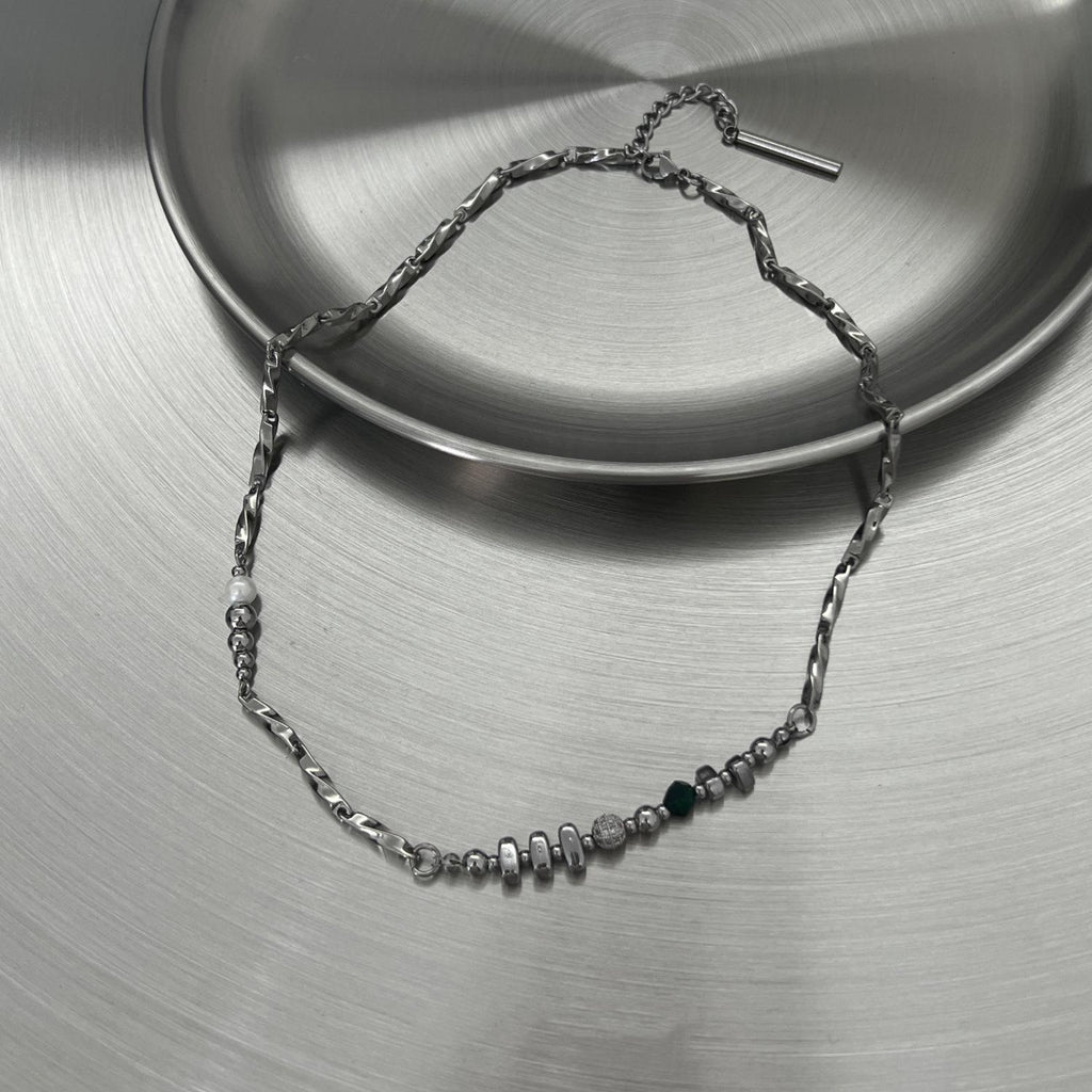 Stitching Titanium Steel Necklace Men's Fashionable Hip Hop Niche Advanced Design Handsome Clavicle Chain Men's Cold Style Accessories Men