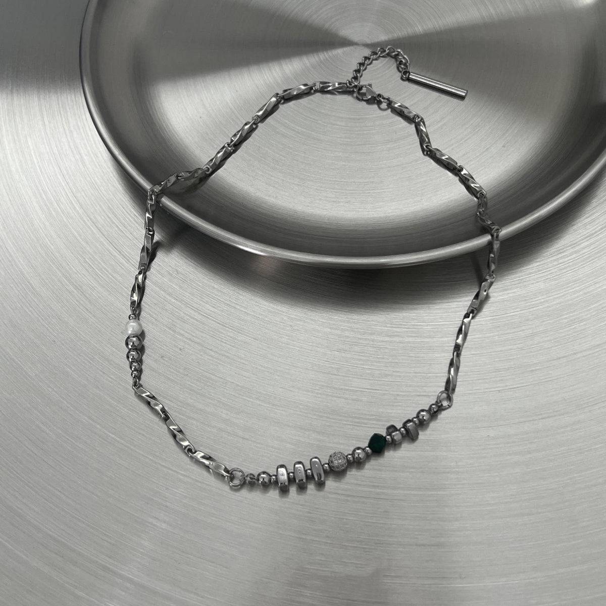 Stitching Titanium Steel Necklace Men's Fashionable Hip Hop Niche Advanced Design Handsome Clavicle Chain Men's Cold Style Accessories Men