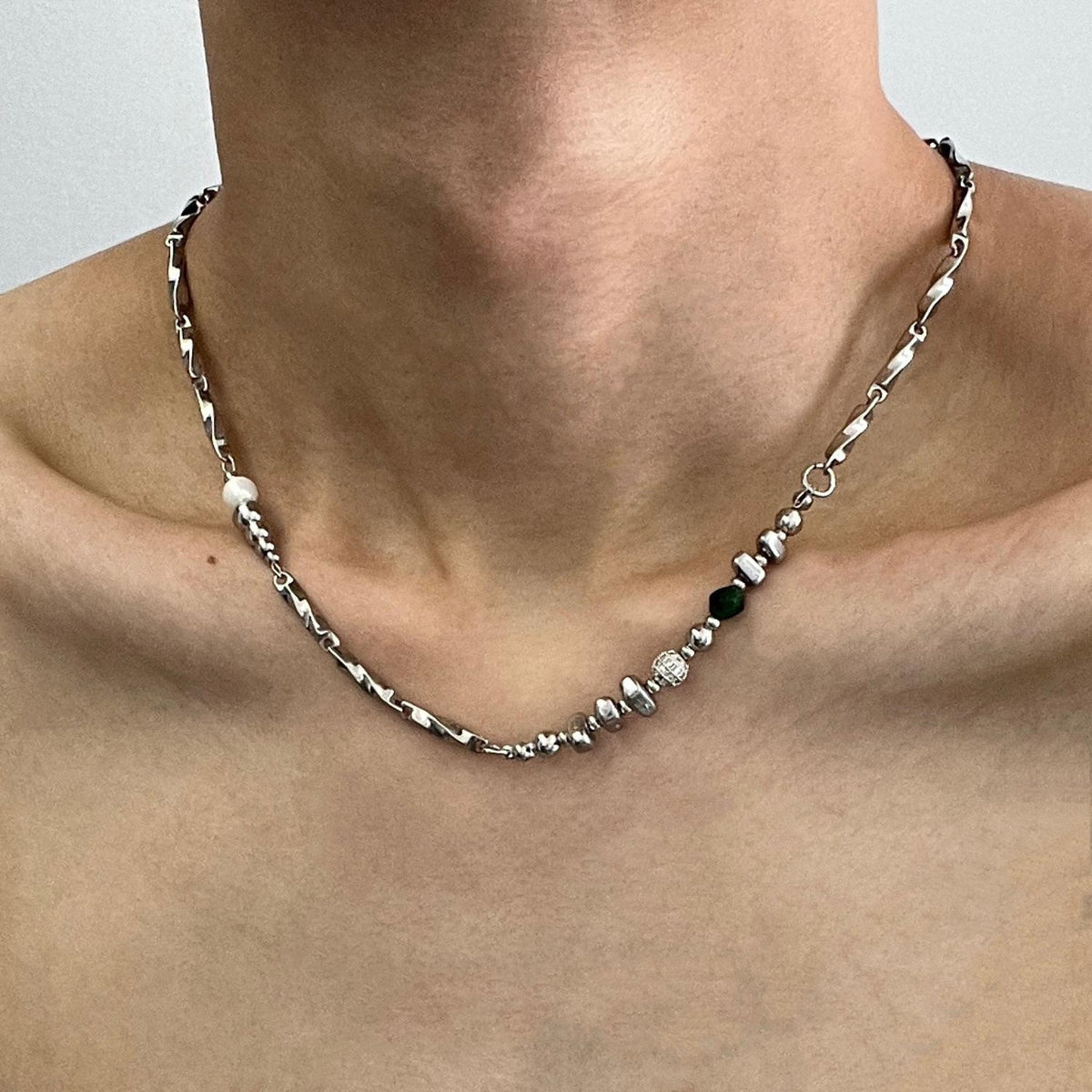 Stitching Titanium Steel Necklace Men's Fashionable Hip Hop Niche Advanced Design Handsome Clavicle Chain Men's Cold Style Accessories Men