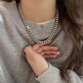 Men's Trendy Hip Hop Cuban Chain Non-Fading Titanium Steel Necklace Men's and Girls' Thick Clavicle Chain Couple's All-Match Thick Chain Accessories