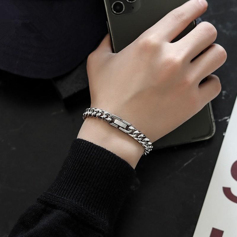 Men's Trendy Hip Hop Cuban Chain Non-Fading Titanium Steel Necklace Men's and Girls' Thick Clavicle Chain Couple's All-Match Thick Chain Accessories