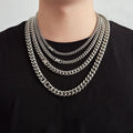 Titanium Steel Cuban Chain Hip Hop Necklace Stainless Steel round Grinding Encrypted Chain Fashion Men's Jewelry Buckle Titanium Steel Necklace Jewelry