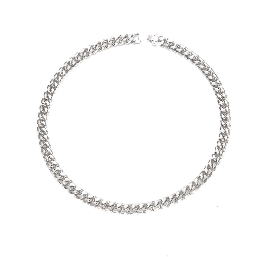 Titanium Steel Cuban Chain Hip Hop Necklace Stainless Steel round Grinding Encrypted Chain Fashion Men's Jewelry Buckle Titanium Steel Necklace Jewelry