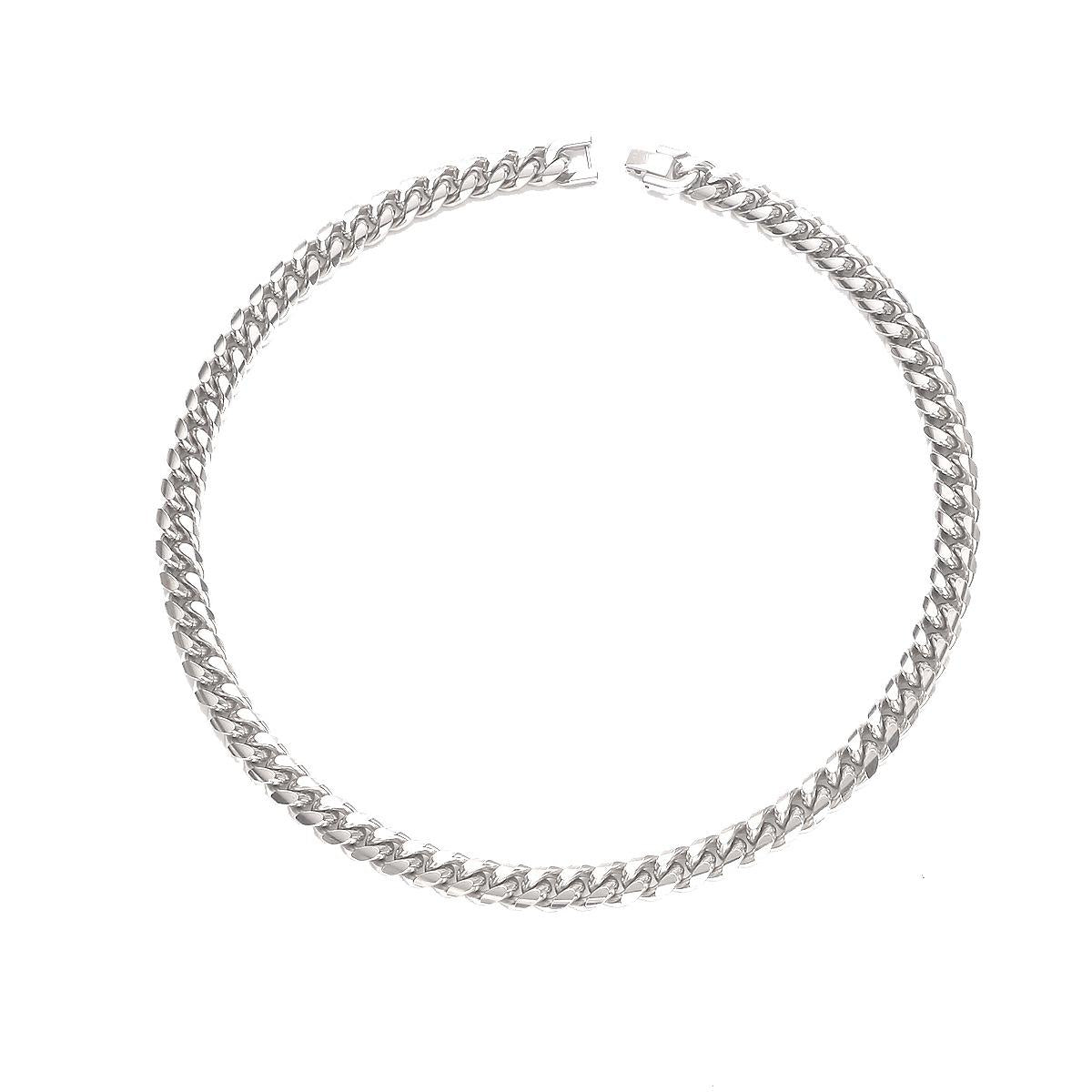 Titanium Steel Cuban Chain Hip Hop Necklace Stainless Steel round Grinding Encrypted Chain Fashion Men's Jewelry Buckle Titanium Steel Necklace Jewelry