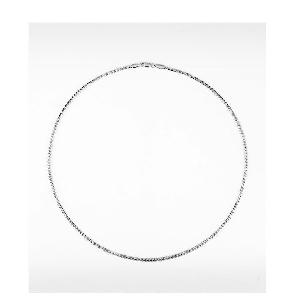 925 Silver-Plated Fine Cuban Chain Men's Trendy High-Grade Necklace Versatile Simple Plain Chain Clavicle Chain Men's