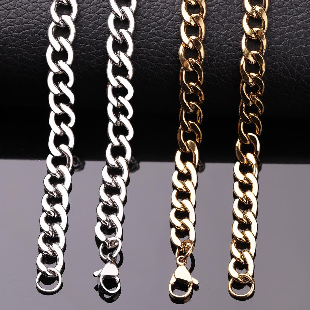 European and American Titanium Steel NK Chain Hip Hop Personality Cuban Chain DIY Jewelry Chain Pendant Chain Chain Stainless Steel Necklace