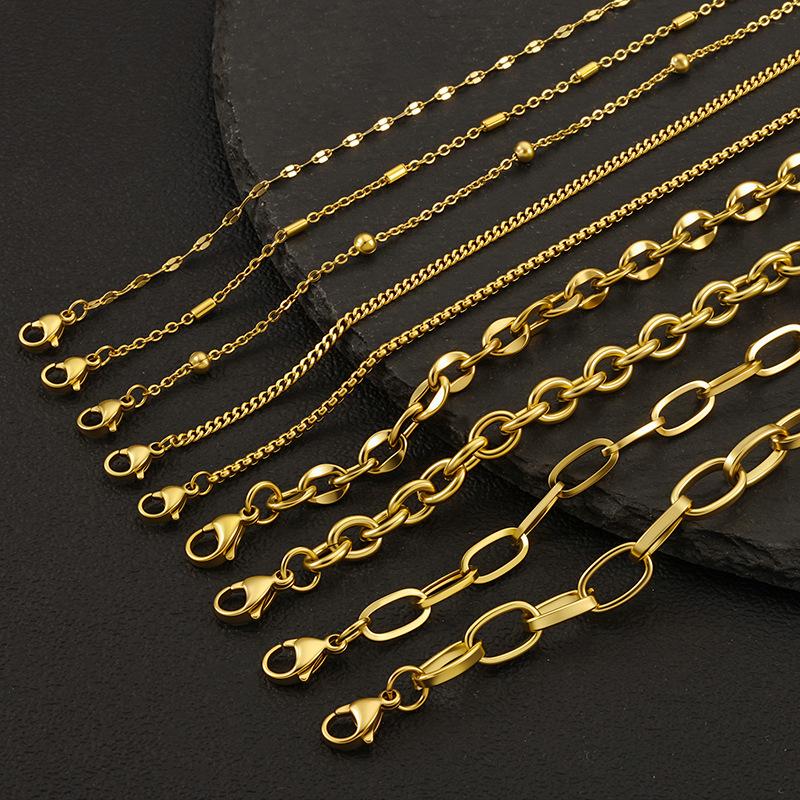 Cross-Border Exclusive Stainless Steel Cuban Chain Necklace Vacuum Electroplating Men and Women Hip Hop Accessories Chain Titanium Steel Necklace Jewelry