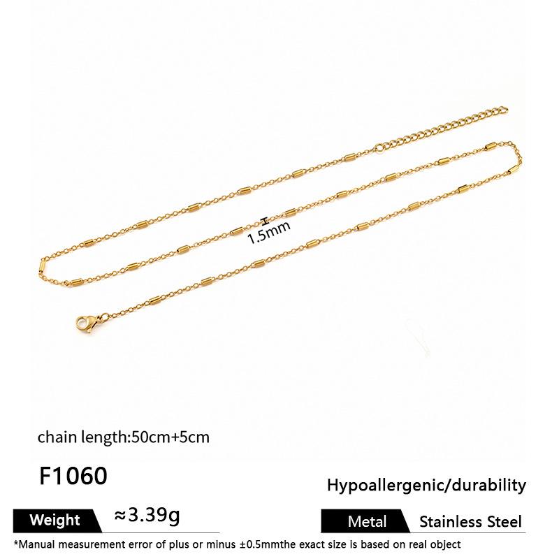 Cross-Border Exclusive Stainless Steel Cuban Chain Necklace Vacuum Electroplating Men and Women Hip Hop Accessories Chain Titanium Steel Necklace Jewelry