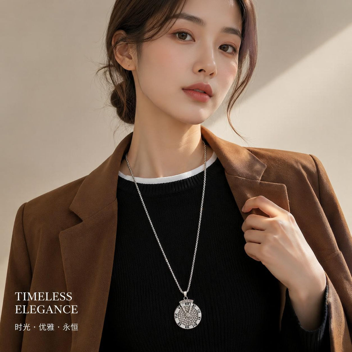 Cross-Border Titanium Steel Necklace Men's Fashion Brand All-Match Clavicle Chain Light Luxury Niche Design High-Grade Cuban Pendant Necklace