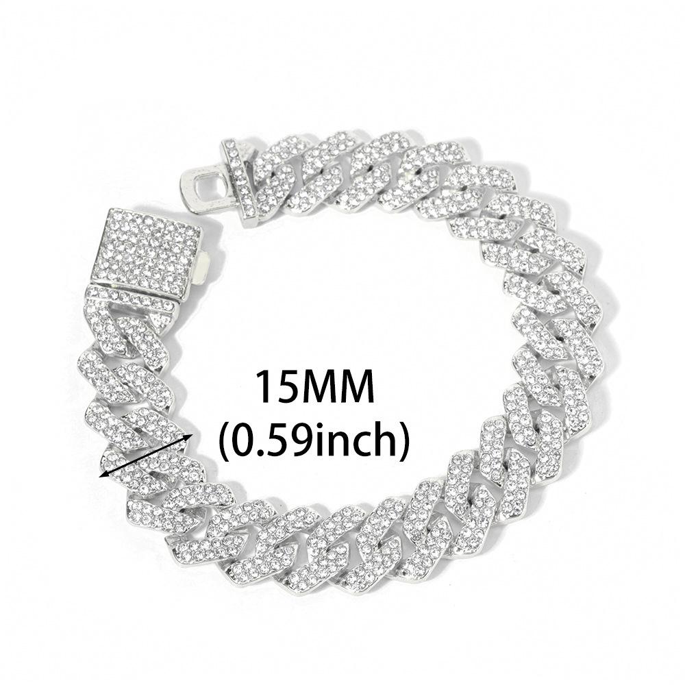 European and American Hip Hop 14mm Diamond Diamond Cuban Chain Men's Necklace Cross-Border Exclusive for Exaggerated Clavicle Chain Necklace Accessories