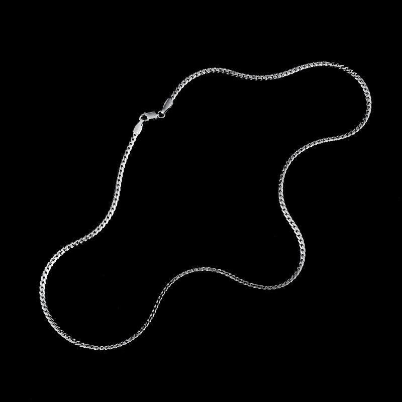 925 Silver-Plated Fine Cuban Chain Men's Trendy High-Grade Necklace Versatile Simple Plain Chain Clavicle Chain Men's