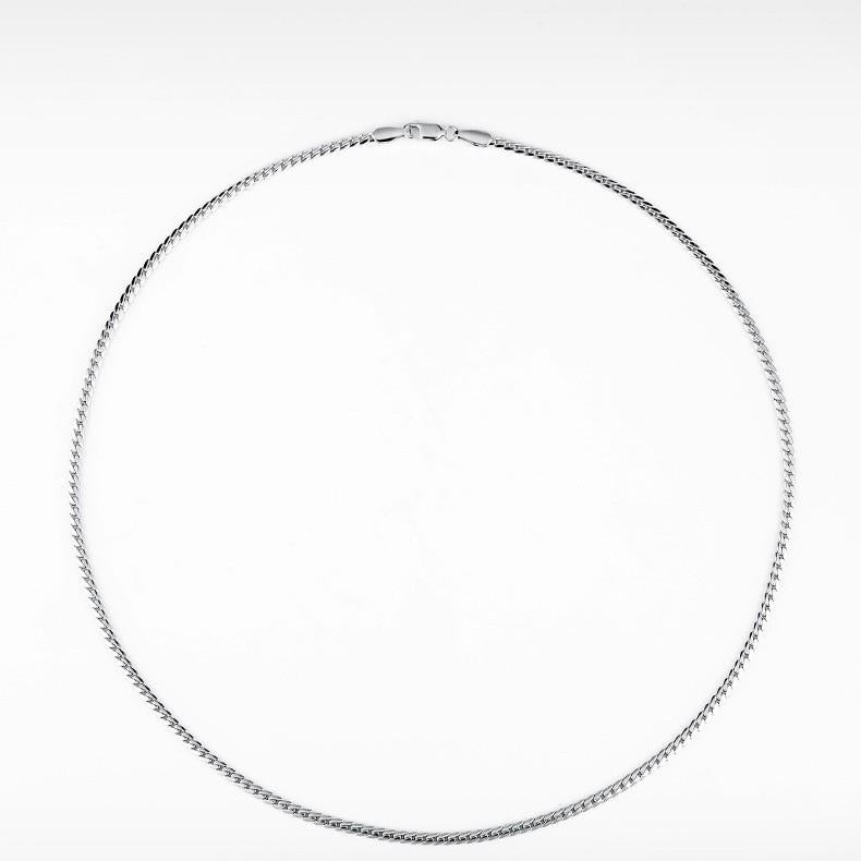 925 Silver-Plated Fine Cuban Chain Men's Trendy High-Grade Necklace Versatile Simple Plain Chain Clavicle Chain Men's
