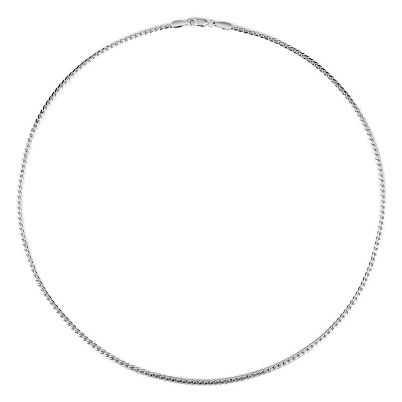 925 Silver-Plated Fine Cuban Chain Men's Trendy High-Grade Necklace Versatile Simple Plain Chain Clavicle Chain Men's