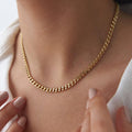 Cross-Border Jewelry Stainless Steel Cuban Chain Men and Women Classic Versatile 14K Gold Plated Necklace Wholesale