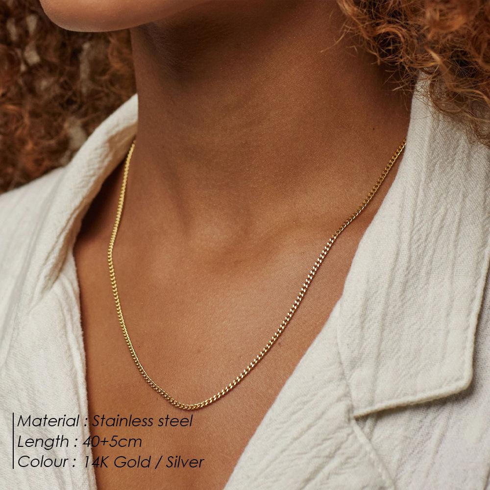 Cross-Border Jewelry Stainless Steel Cuban Chain Men and Women Classic Versatile 14K Gold Plated Necklace Wholesale